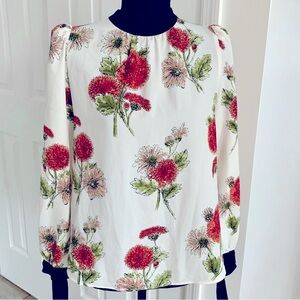 Zara, puff sleeves blouse with peonies flowers.